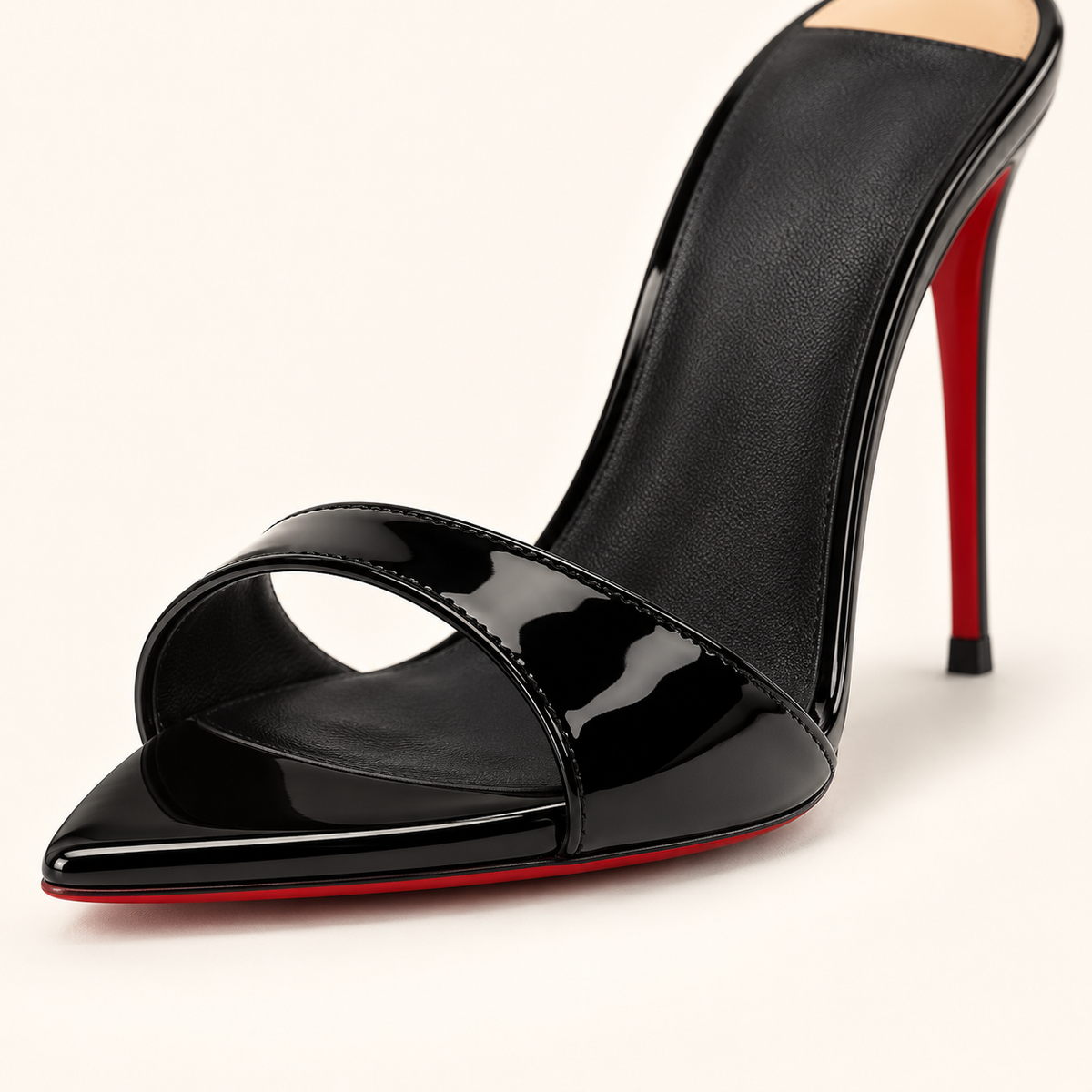 Noire Rouge Open-Toe Mule Heels