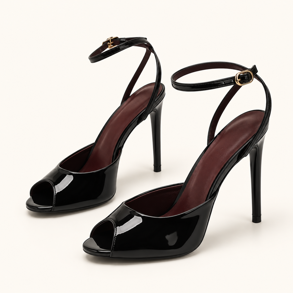 Celeste Open-Toe Ankle-Strap Heels