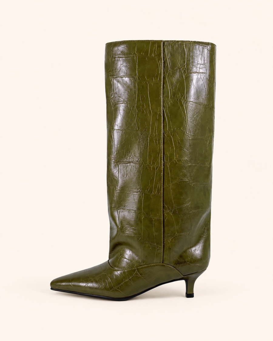 Vera Olive Croc Boots