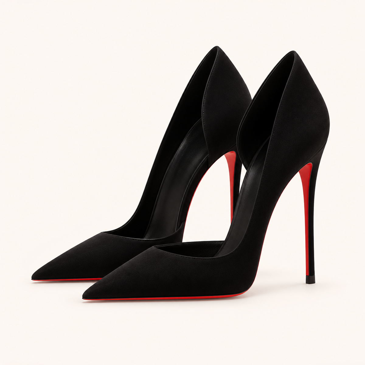 Noire Rouge Pointed Pumps
