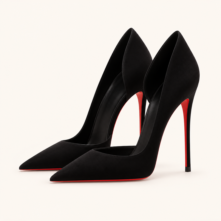 Noire Rouge Pointed Pumps
