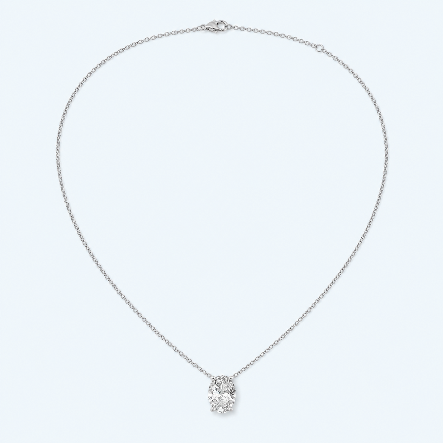 Marchetti Oval Solitaire Moissanite Necklace