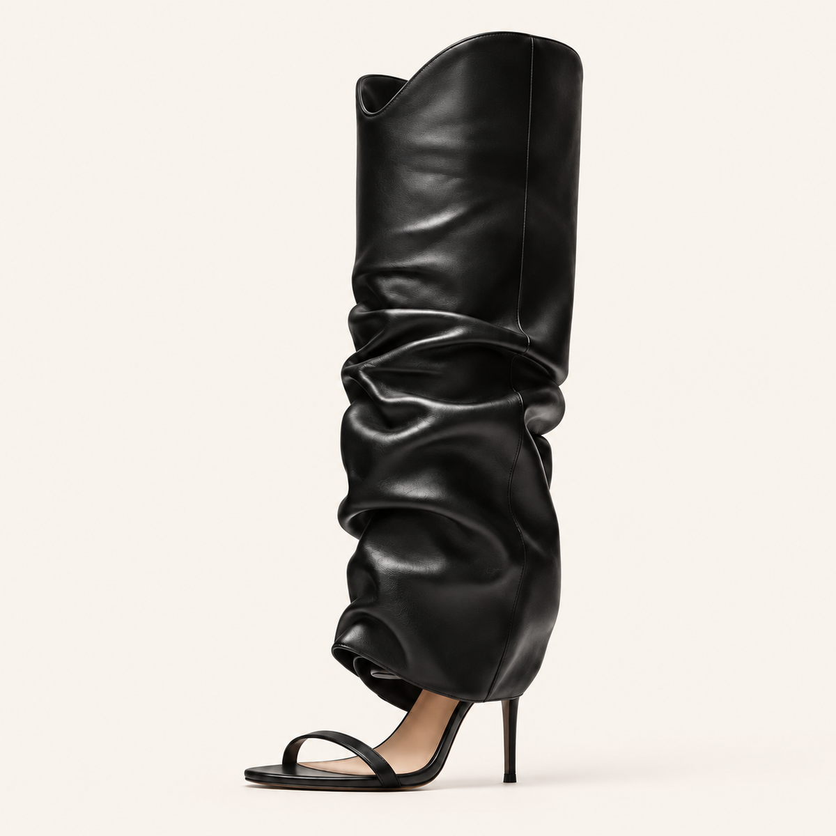 Aria Draped Open-Toe Boots