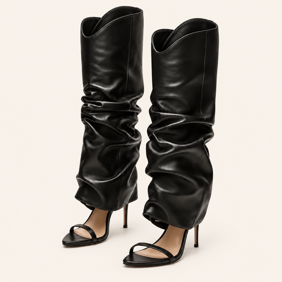 Aria Draped Open-Toe Boots