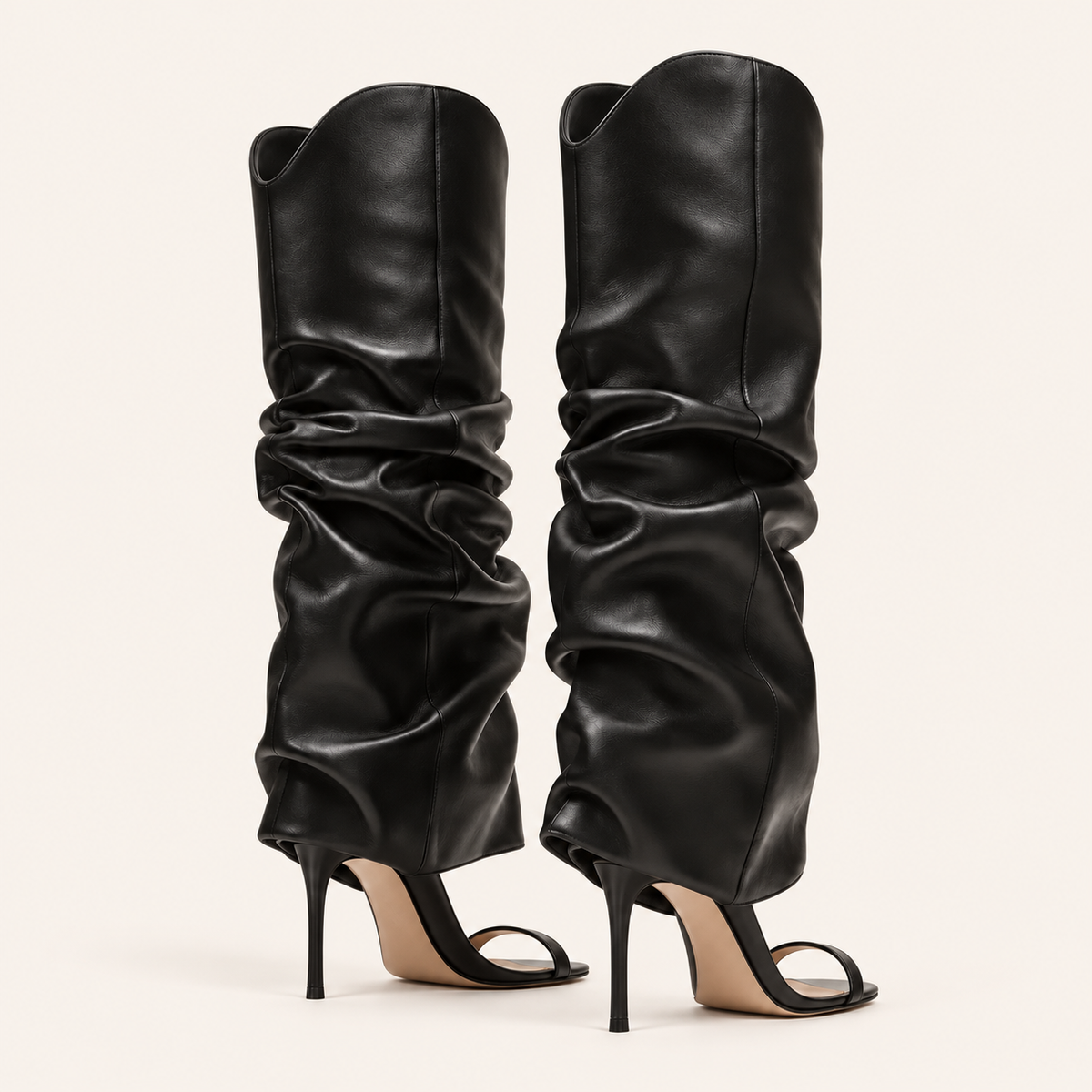 Aria Draped Open-Toe Boots