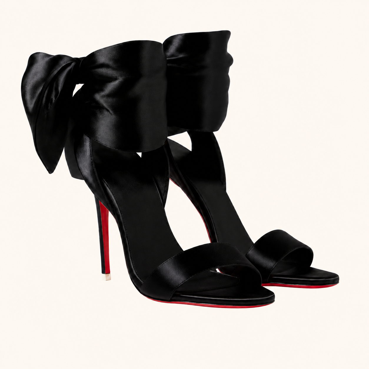 Noir Satin Bow Sandal