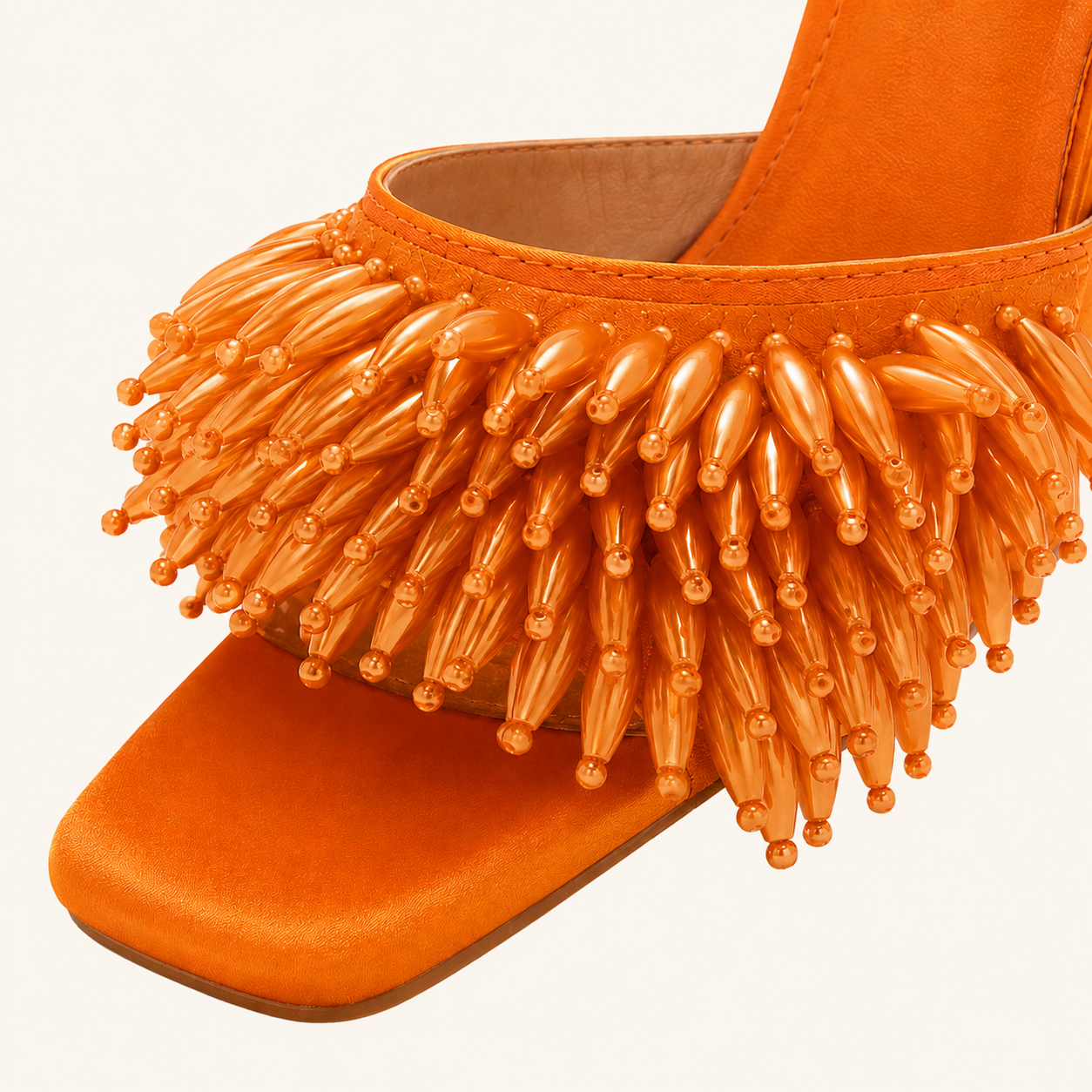 Tangerine Fringe Mule