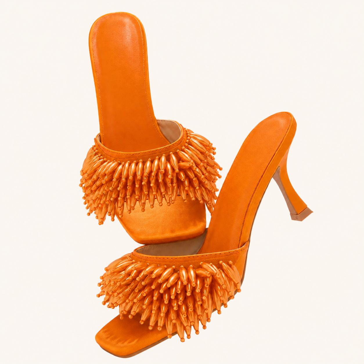 Tangerine Fringe Mule