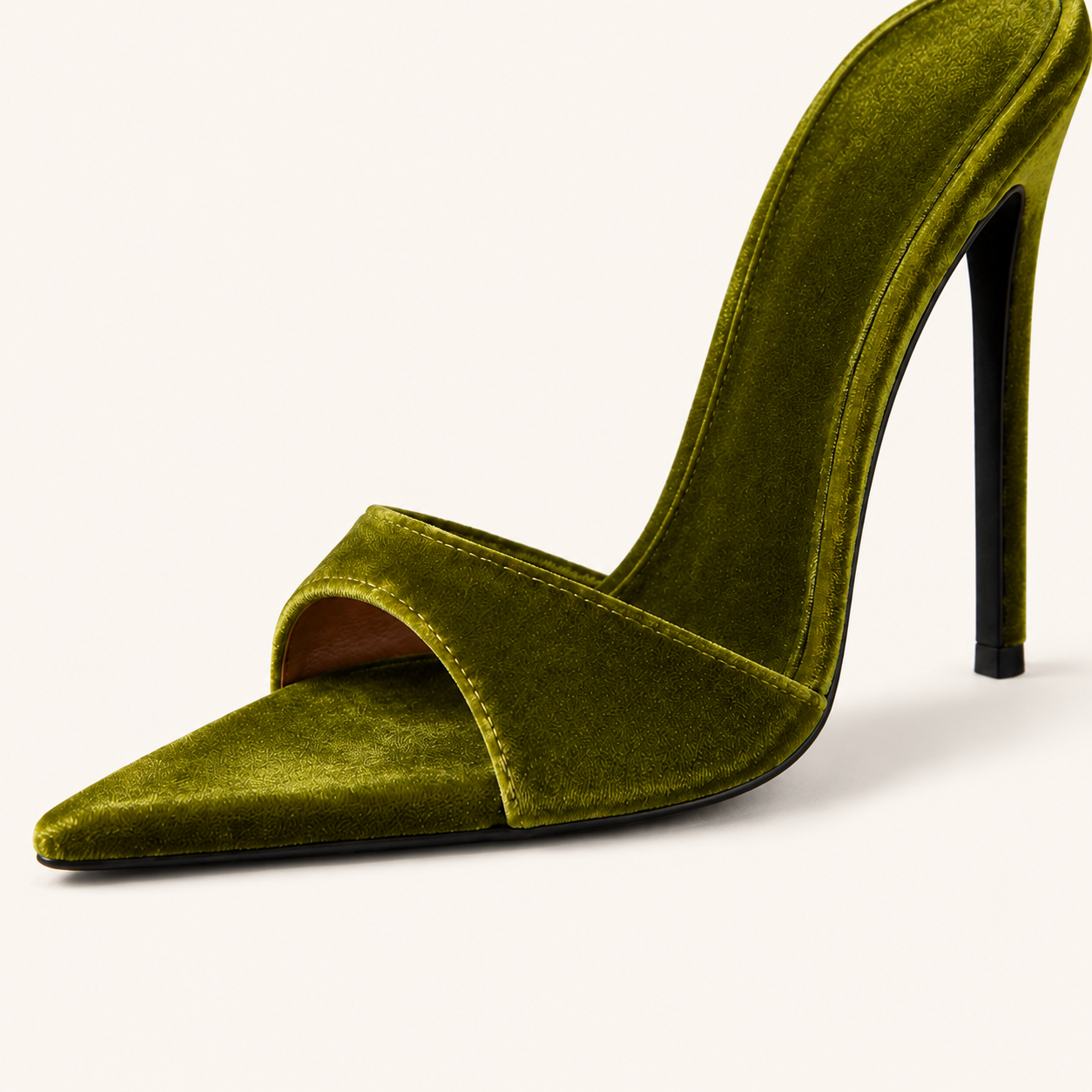 Olive Velvet Paris Mule