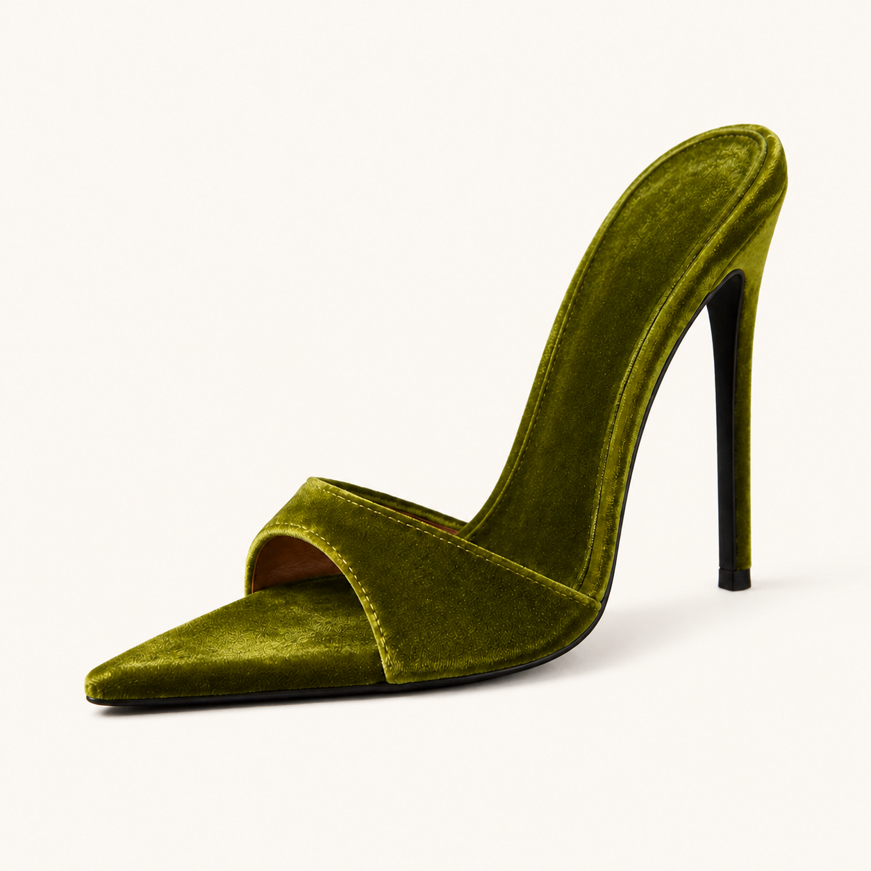 Olive Velvet Paris Mule