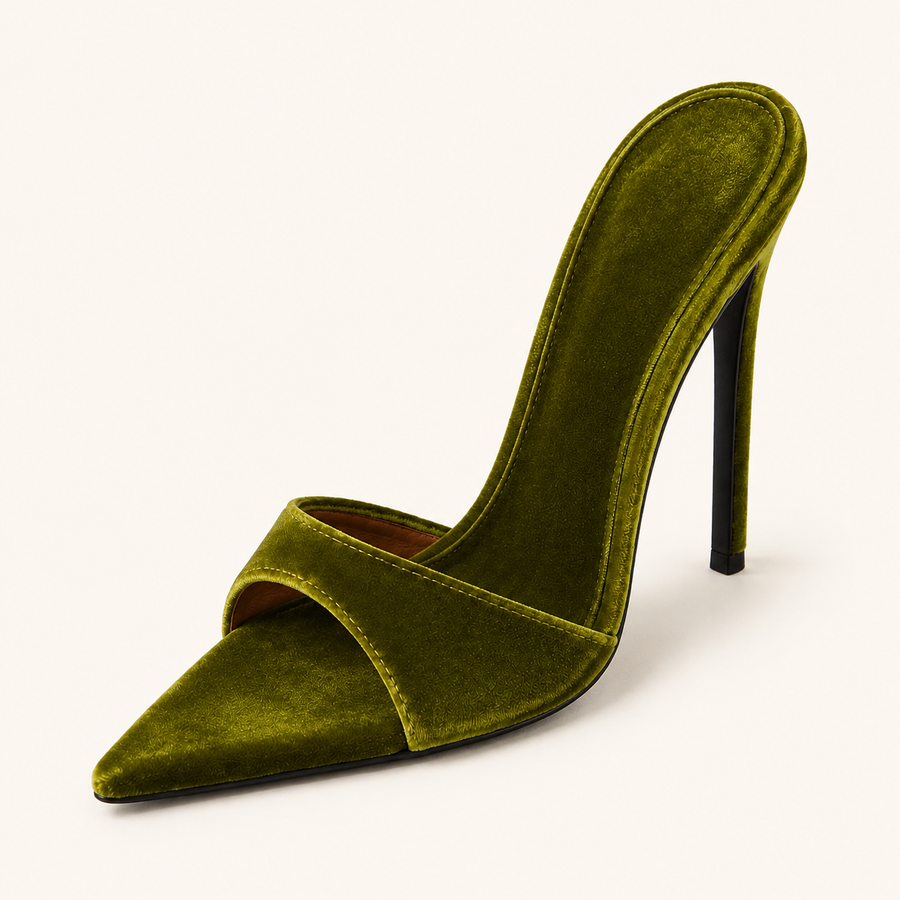 Olive Velvet Paris Mule