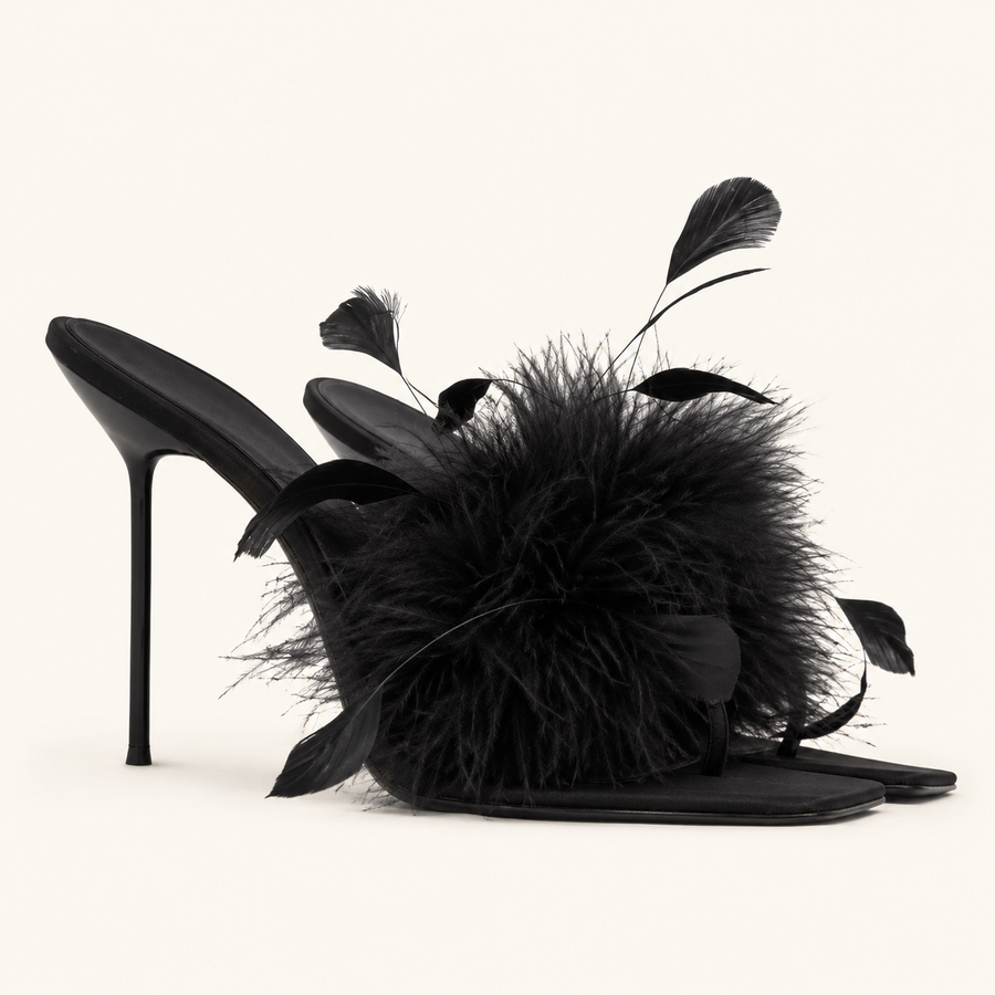 Noir Feather Mules