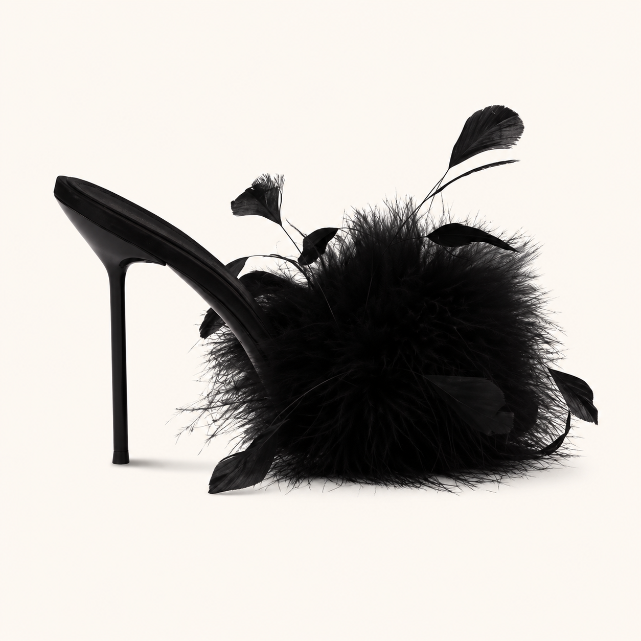 Noir Feather Mules