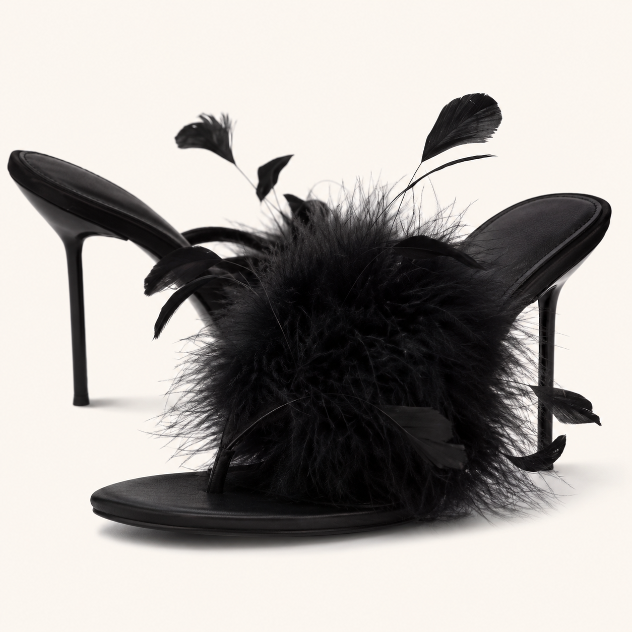 Noir Feather Mules