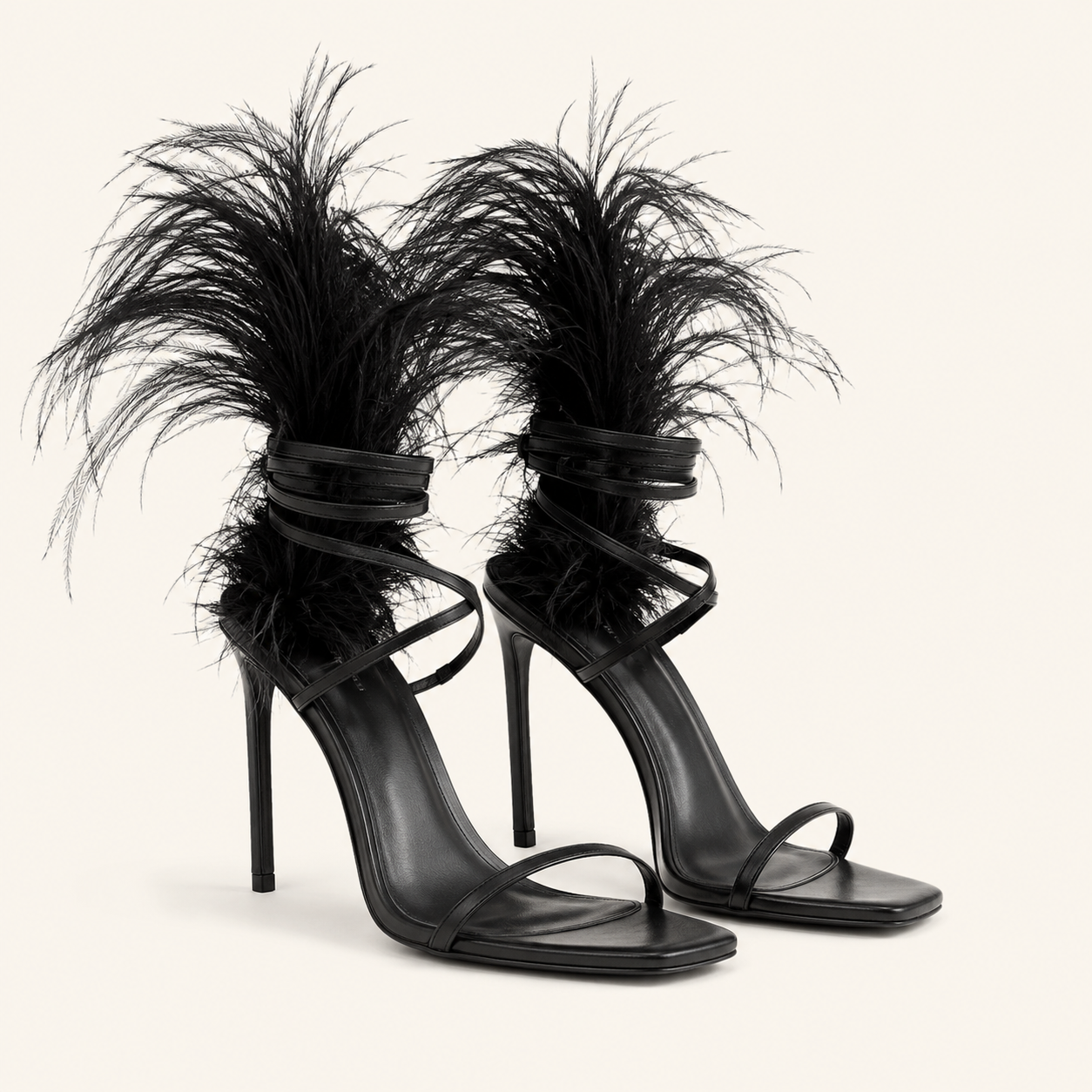 Noir Plume Sandals