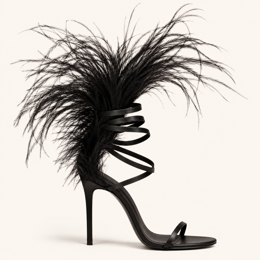 Noir Plume Sandals