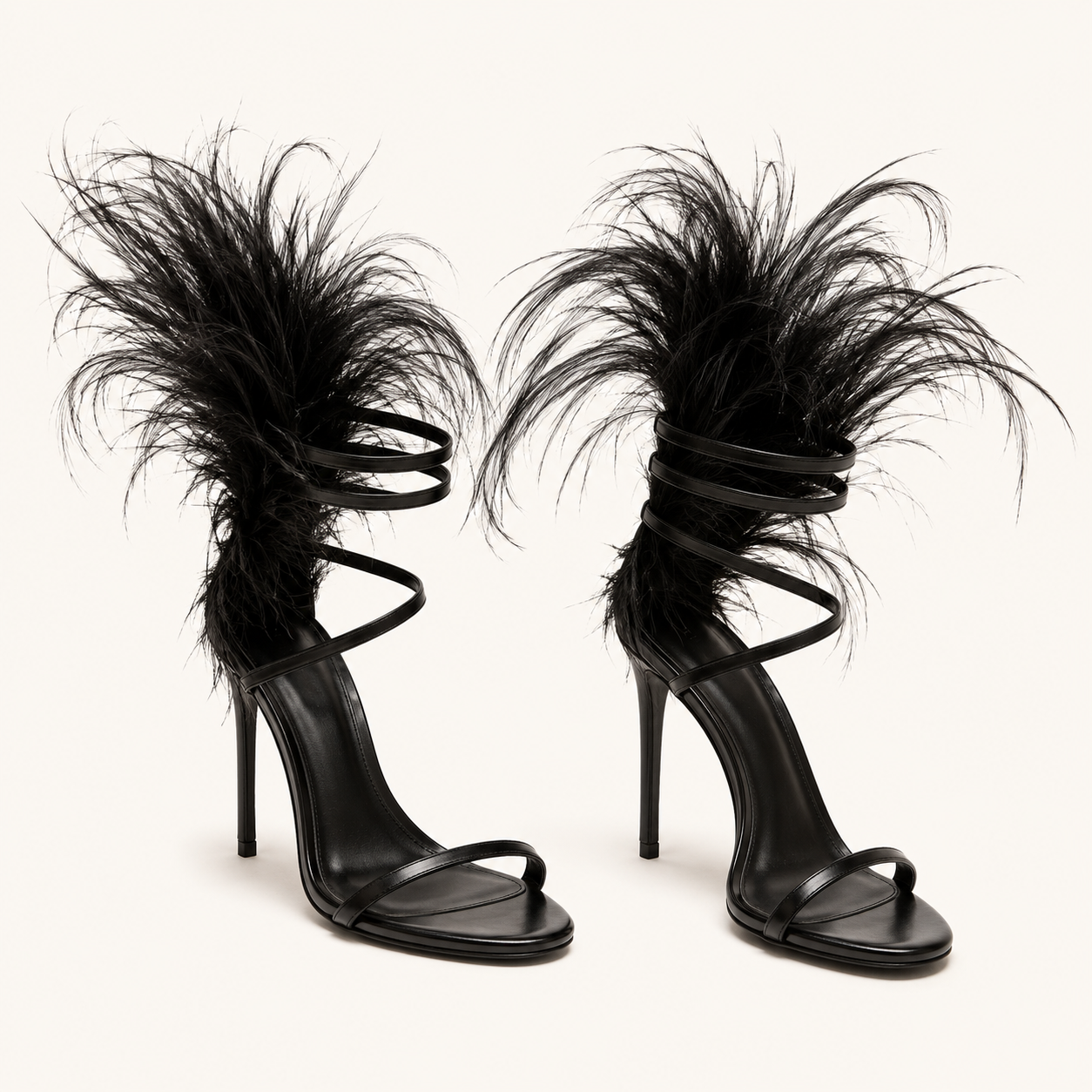 Noir Plume Sandals