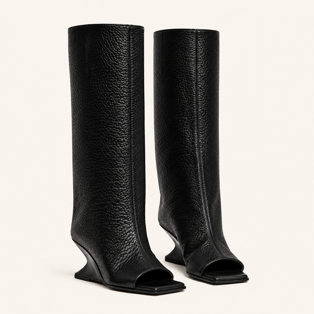 Selene Open-Toe Wedge Boots